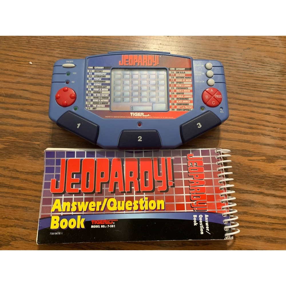 Jeopardy! Game W Cartridge, Question/Answer book. Tiger Electronics- Tested